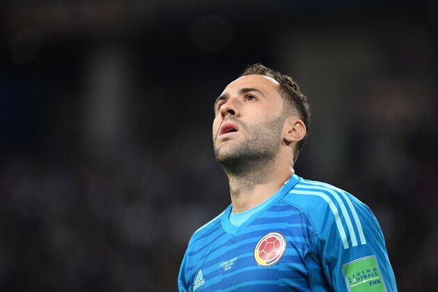 Colombia's goalkeeper David Ospina during the penalty shootout of the Russia 2018 World Cup round of 16 football match between Colombia and England at the Spartak Stadium in Moscow on July 3, 2018. (Photo by YURI CORTEZ / AFP) / RESTRICTED TO EDITORIAL USE - NO MOBILE PUSH ALERTS/DOWNLOADS        (Photo credit should read YURI CORTEZ/AFP/Getty Images)