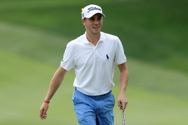 AKRON, OH - AUGUST 03:  Justin Thomas walks across the ninth hole during World Golf Championships-Bridgestone Invitational - Round Two at Firestone at Firestone Country Club South Course on August 3, 2018 in Akron, Ohio.  (Photo by Sam Greenwood/Getty Images)