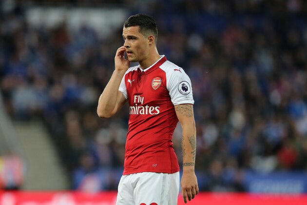 LEICESTER, ENGLAND - MAY 09: Granit Xhaka of Arsenal during the Premier League match between Leicester City and Arsenal at The King Power Stadium on May 9, 2018 in Leicester, England. (Photo by James Williamson - AMA/Getty Images)