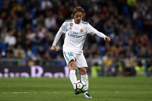 MADRID, SPAIN - MAY 12:  Luka Modric of Real Madrid in action during the La Liga match between Real Madrid and Celta de Vigo at Estadio Santiago Bernabeu on May 12, 2018 in Madrid, Spain.  (Photo by Quality Sport Images/Getty Images)