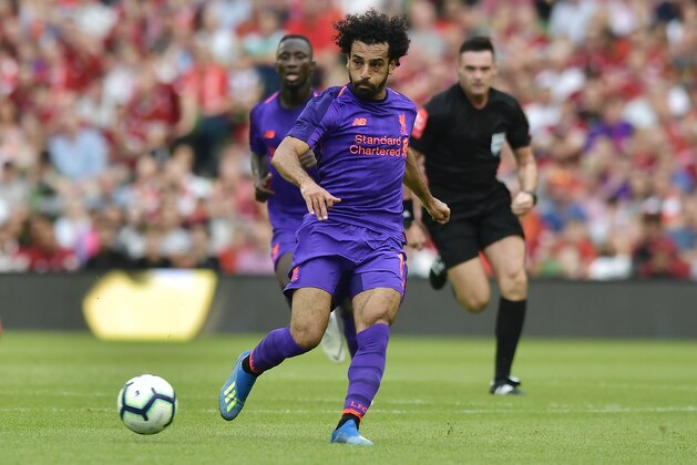 DUBLIN, IRELAND - AUGUST 04: Mohamed Salah of Liverpool during the international friendly game between Liverpool and Napoli at Aviva Stadium on August 4, 2018 in Dublin, Ireland. (Photo by Charles McQuillan/Getty Images)