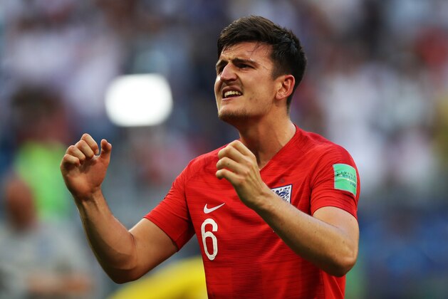 SAMARA, RUSSIA - JULY 07: Harry Maguire of England is seen during the 2018 FIFA World Cup Russia Quarter Final match between Sweden and England at Samara Arena on July 7, 2018 in Samara, Russia. (Photo by Ian MacNicol/Getty Images)