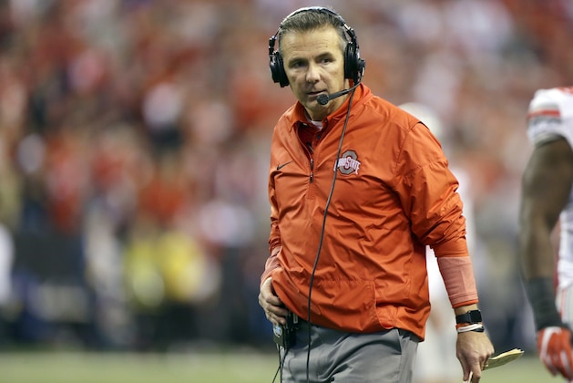 Ohio State head coach Urban Meyer watches from the sidelines during the second half of the Big Ten championship NCAA college football game against Wisconsin, Saturday, Dec. 2, 2017, in Indianapolis. (AP Photo/Michael Conroy)