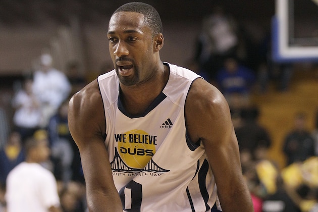Basketball player Gilbert Arenas during a charity basketball game in San Jose, Calif., Saturday, Nov. 5, 2011. (AP Photo/Jeff Chiu)