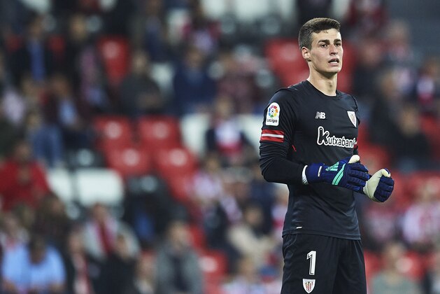 BILBAO, SPAIN - APRIL 23:  Kepa Arrizabalaga looks on  during the La Liga match between Athletic Club and Levante at Estadio San Mames on April 23, 2018 in Bilbao, .  (Photo by Juan Manuel Serrano Arce/Getty Images)