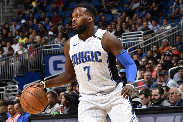 ORLANDO, FL - MARCH 28: Shelvin Mack #7 of the Orlando Magic handles the ball against the Brooklyn Nets on March 28, 2018 at Amway Center in Orlando, Florida. NOTE TO USER: User expressly acknowledges and agrees that, by downloading and or using this photograph, User is consenting to the terms and conditions of the Getty Images License Agreement. Mandatory Copyright Notice: Copyright 2018 NBAE (Photo by Fernando Medina/NBAE via Getty Images)