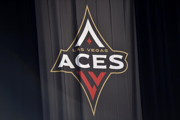 LAS VEGAS, NV - JUNE 1: a general view of the Las Vegas Aces logo prior to the game against the Washington Mystics  on June 1, 2018 at the Mandalay Bay Events Center in Las Vegas, Nevada.  NOTE TO USER: User expressly acknowledges and agrees that, by downloading and or using this Photograph, user is consenting to the terms and conditions of the Getty Images License Agreement. Mandatory Copyright Notice: Copyright 2018 NBAE (Photo by David Becker/NBAE via Getty Images)