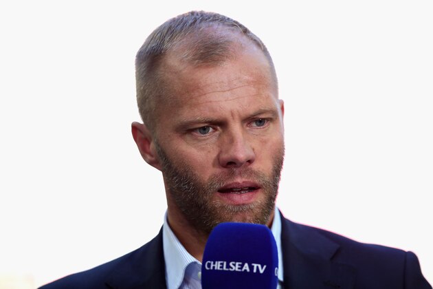 LONDON, ENGLAND - MAY 19:  Former Chelsea player Eidur Gudjohnsen talks to the media before the Emirates FA Cup Final between Chelsea and Manchester United at Wembley Stadium on May 19, 2018 in London, England.  (Photo by Chris Brunskill Ltd/Getty Images)