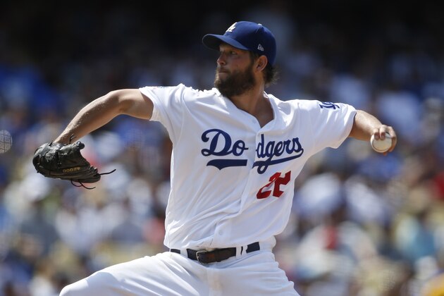 Los Angeles Dodgers starting pitcher Clayton Kershaw delivers against the Los Angeles Angels during the sixth inning of a baseball game Sunday, July 15, 2018, in Los Angeles. (AP Photo/Danny Moloshok)