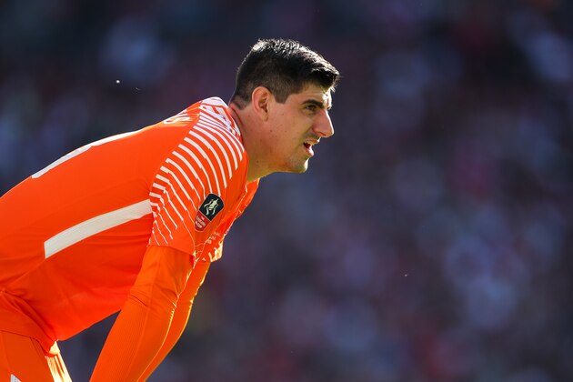 LONDON, ENGLAND - MAY 19: Thibaut Courtois of Chelsea during The Emirates FA Cup Final between Chelsea and Manchester United at Wembley Stadium on May 19, 2018 in London, England. (Photo by Robbie Jay Barratt - AMA/Getty Images)