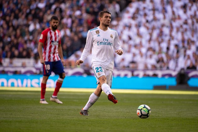 MADRID, SPAIN - APRIL 8: Kovacic, #23 of Real Madrid  during the La Liga match between Real Madrid v Atletico Madrid  at Santiago Bernabeu on April 8, 2018 in Madrid, Spain. (Photo by Sonia Canada/Getty Images)