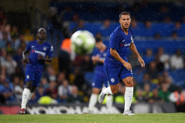 LONDON, ENGLAND - AUGUST 07:  Eden Hazard of Chelsea in action during the pre-season friendly match between Chelsea and Lyon at Stamford Bridge on August 7, 2018 in London, England.  (Photo by Mike Hewitt/Getty Images)