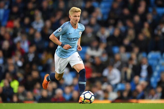 MANCHESTER, ENGLAND - MAY 09:  Oleksandr Zinchenko of Manchester City in action during the Premier League match between Manchester City and Brighton and Hove Albion at Etihad Stadium on May 9, 2018 in Manchester, England.  (Photo by Mike Hewitt/Getty Images)