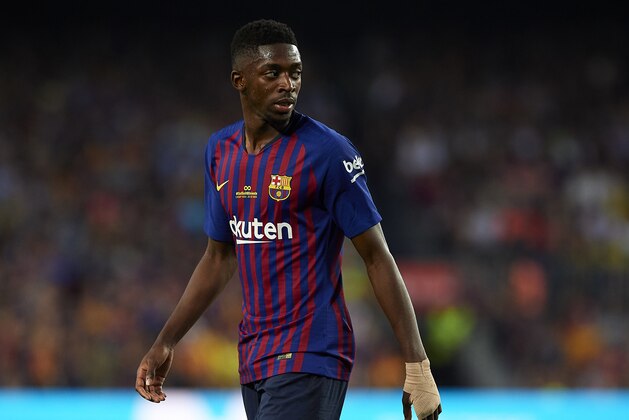 BARCELONA, SPAIN - MAY 20:  Ousmane Dembele of Barcelona looks on during the La Liga match between Barcelona and Real Sociedad at Camp Nou on May 20, 2018 in Barcelona, Spain.  (Photo by Quality Sport Images/Getty Images)