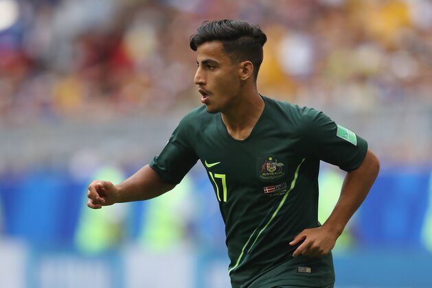 SAMARA, RUSSIA - JUNE 21:  Daniel Arzani of Australia during the 2018 FIFA World Cup Russia group C match between Denmark and Australia at Samara Arena on June 21, 2018 in Samara, Russia.  (Photo by Michael Steele/Getty Images)