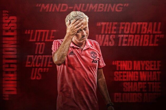MIAMI, FL - JULY 31: A dejected Jose Mourinho the head coach / manager of Manchester United at full time during the International Champions Cup 2018 fixture between Manchester United v Real Madrid at Hard Rock Stadium on July 31, 2018 in Miami, Florida. (Photo by Robbie Jay Barratt - AMA/Getty Images)