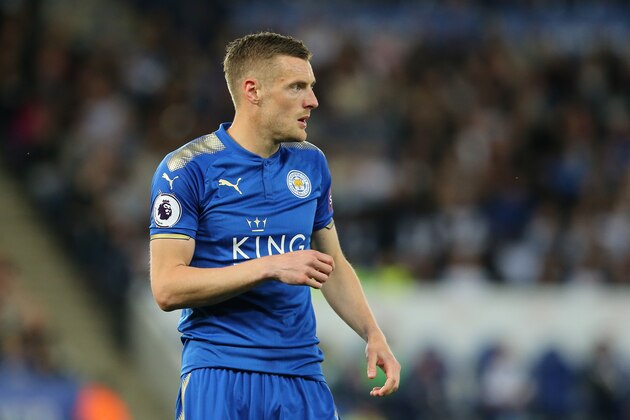 LEICESTER, ENGLAND - MAY 09: Jamie Vardy of Leicester City during the Premier League match between Leicester City and Arsenal at The King Power Stadium on May 9, 2018 in Leicester, England. (Photo by James Williamson - AMA/Getty Images)