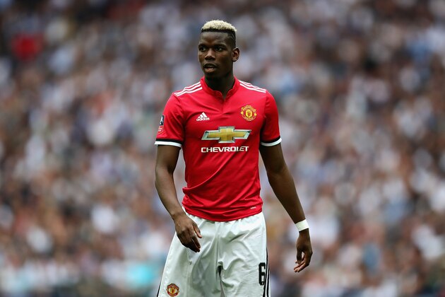LONDON, ENGLAND - APRIL 21: Paul Pogba of Manchester United looks on during The Emirates FA Cup Semi Final match between Manchester United and Tottenham Hotspur at Wembley Stadium on April 21, 2018 in London, England.  (Photo by Chris Brunskill Ltd/Getty Images)