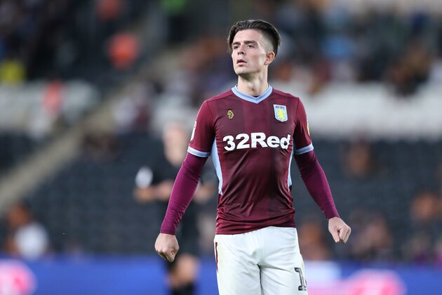 HULL, ENGLAND - AUGUST 06: Jack Grealish of Aston Villa during the Sky Bet Championship match between Hull City and Aston Villa at KCOM Stadium on August 6, 2018 in Hull, England. (Photo by James Williamson - AMA/Getty Images)