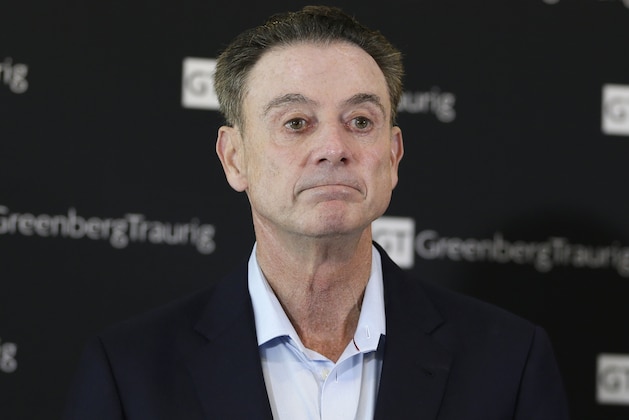 FILE - In this Feb. 21, 2018 file photo, former Louisville basketball coach Rick Pitino appears during a news conference in New York.  Diversion Books announced Monday, July 30 that Pitino has a memoir coming in September 4.