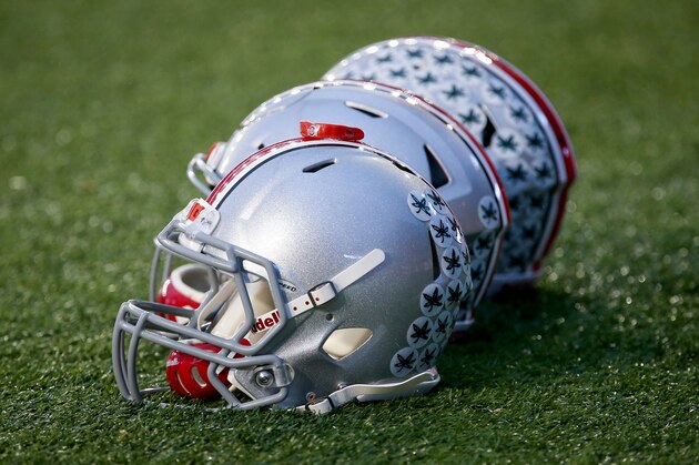 MADISON, WI - OCTOBER 15:  Ohio State Buckeyes helmets sit on the field before the game against the Wisconsin Badgers at Camp Randall Stadium on October 15, 2016 in Madison, Wisconsin. (Photo by Dylan Buell/Getty Images) *** Local Caption ***