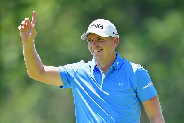 ST LOUIS, MO - AUGUST 11:  Matt Wallace of England reacts on the fifth green during the third round of the 2018 PGA Championship at Bellerive Country Club on August 11, 2018 in St Louis, Missouri.  (Photo by Stuart Franklin/Getty Images)