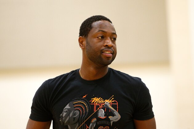 MIAMI, FL - AUGUST 09:  Dwyane Wade of the Miami Heat looks on during NBA Off-season training with Remy Workouts on August 8, 2018 in Miami, Florida.  (Photo by Michael Reaves/Getty Images)