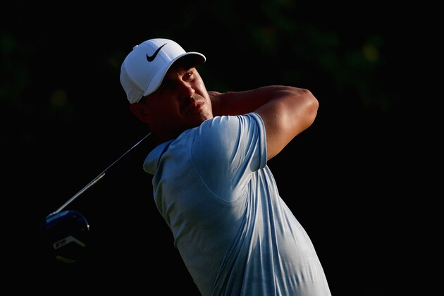 ST LOUIS, MO - AUGUST 11:  Brooks Koepka of the United States plays his shot from the 18th tee during the third round of the 2018 PGA Championship at Bellerive Country Club on August 11, 2018 in St Louis, Missouri.  (Photo by Stuart Franklin/Getty Images)