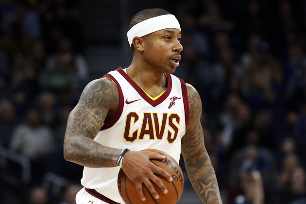 Cleveland Cavaliers' Isaiah Thomas plays against the Minnesota Timberwolves in the second half of an NBA basketball game Monday, Jan. 8, 2018, in Minneapolis. (AP Photo/Jim Mone)