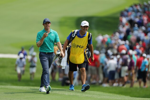 ST LOUIS, MO - AUGUST 12:  Rory McIlroy of Northern Ireland walks on the ninth hole during the final round of the 2018 PGA Championship at Bellerive Country Club on August 12, 2018 in St Louis, Missouri.  (Photo by Richard Heathcote/Getty Images)