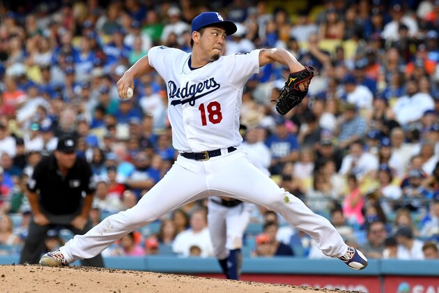LOS ANGELES, CA - AUGUST 04:  Kenta Maeda #18 of the Los Angeles Dodgers pitches in the third inning of the game against the Houston Astros at Dodger Stadium on August 4, 2018 in Los Angeles, California.  (Photo by Jayne Kamin-Oncea/Getty Images)