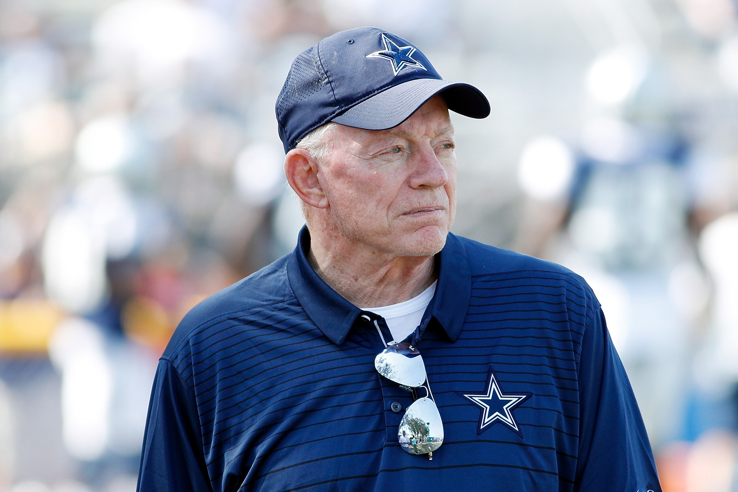 OXNARD, CA - AUGUST 04: Dallas Cowboys owner Jerry Jones is seen during training camp at River Ridge Playing Fields on August 4, 2018 in Oxnard, California. (Photo by Josh Lefkowitz/Getty Images) OXNARD, CA - AUGUST 04: Dallas Cowboys owner Jerry Jones is seen during training camp at River Ridge Playing Fields on August 4, 2018 in Oxnard, California. (Photo by Josh Lefkowitz/Getty Images)