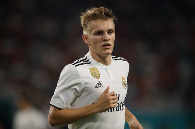 MIAMI, FL - JULY 31:  Martin Odegaard of Real Madrid during the International Champions Cup 2018 fixture between Manchester United v Real Madrid at Hard Rock Stadium on July 31, 2018 in Miami, Florida. (Photo by Matthew Ashton - AMA/Getty Images)