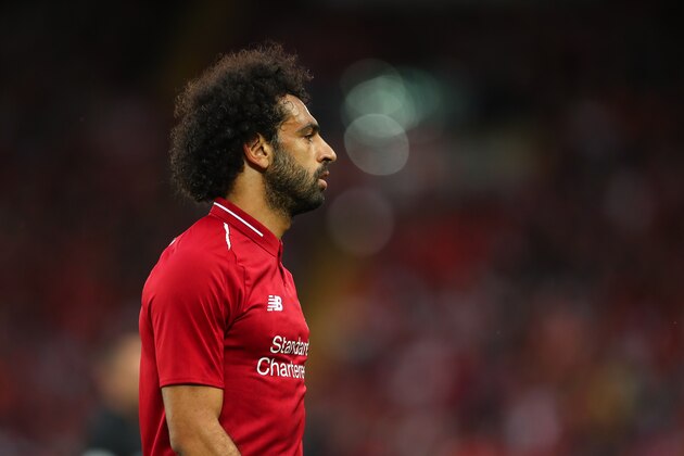 LIVERPOOL, ENGLAND - AUGUST 07: Mohamed Salah of Liverpool during the pre-season friendly between Liverpool and Torino at Anfield on August 7, 2018 in Liverpool, England. (Photo by Robbie Jay Barratt - AMA/Getty Images)