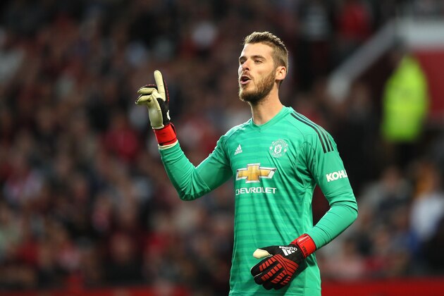 MANCHESTER, ENGLAND - AUGUST 10: David de Gea of Manchester United during the Premier League match between Manchester United and Leicester City at Old Trafford on August 10, 2018 in Manchester, United Kingdom. (Photo by Matthew Ashton - AMA/Getty Images)