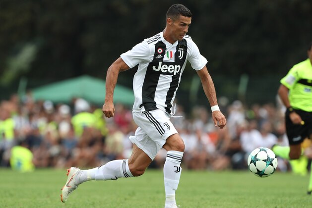 VILLAR PEROSA, ITALY - AUGUST 12:  Cristiano Ronaldo of Juventus in action during the Pre-Season Friendly match between Juventus and Juventus U19 on August 12, 2018 in Villar Perosa, Italy.  (Photo by Marco Luzzani/Getty Images)