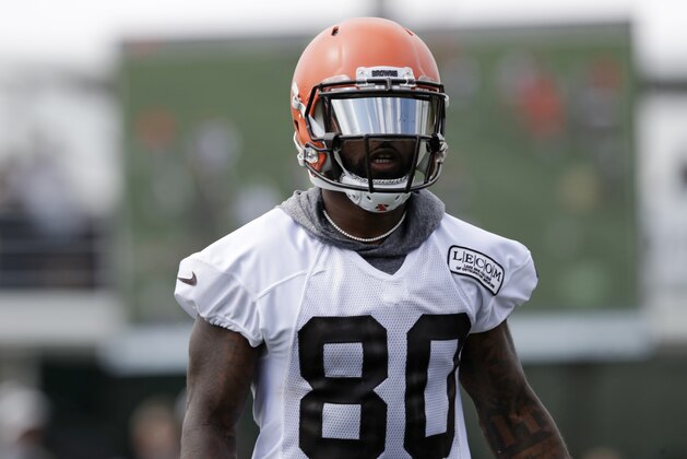 Cleveland Browns wide receiver Jarvis Landry is shown during NFL football training camp, Thursday, July 26, 2018, in Berea, Ohio. (AP Photo/Tony Dejak)
