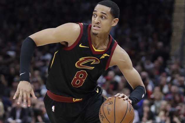 Cleveland Cavaliers' Jordan Clarkson drives against the Toronto Raptors in the first half of Game 3 of an NBA basketball second-round playoff series, Saturday, May 5, 2018, in Cleveland. (AP Photo/Tony Dejak)