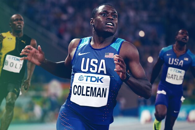 BIRMINGHAM, ENGLAND - MARCH 03:  Christian Coleman of the United States celebrates winning the Men's 60m  Final during Day Three of the IAAF World Indoor Championships at Arena Birmingham on March 3, 2018 in Birmingham, England.  (Photo by Tony Marshall/Getty Images)