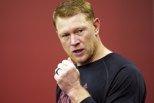 Nebraska head coach Scott Frost speaks during an NCAA college football news conference in Lincoln, Neb., Thursday, Aug. 2, 2018. Frost has said repeatedly that Nebraska made a mistake moving away from the methods Osborne successfully used. Frost's job is to return his team to the place it held in the college football hierarchy two decades ago by returning to the methods Osborne used on and off the field to make the Cornhuskers great. 2018. (AP Photo/Nati Harnik) Nebraska head coach Scott Frost speaks during an NCAA college football news conference in Lincoln, Neb., Thursday, Aug. 2, 2018. Frost has said repeatedly that Nebraska made a mistake moving away from the methods Osborne successfully used. Frost's job is to return his team to the place it held in the college football hierarchy two decades ago by returning to the methods Osborne used on and off the field to make the Cornhuskers great. 2018. (AP Photo/Nati Harnik)