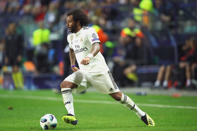 TALLINN, ESTONIA - AUGUST 15:  Marcelo of Real runs with the ball during the UEFA Super Cup between Real Madrid and Atletico Madrid at Lillekula Stadium on August 15, 2018 in Tallinn, Estonia.  (Photo by Alexander Hassenstein/Getty Images)