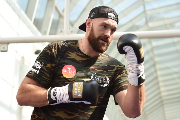 BELFAST, NORTHERN IRELAND - AUGUST 15: Tyson Fury during an open public workout at Castle Court on August 15, 2018 in Belfast, Northern Ireland. The Carl Frampton boxing bill also featuring Tyson Fury and Paddy Barnes takes place on Saturday night at Windsor Park. (Photo by Charles McQuillan/Getty Images)
