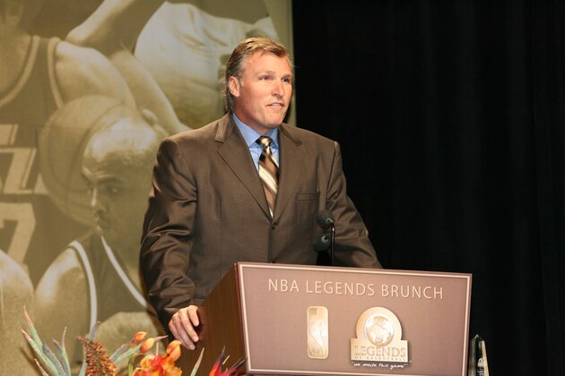 PHOENIX - FEBRUARY 15: Tom Chambers former NBA player, takes the stage during the NBA Legends Brunch during NBA All Star Weekend on February 15, 2009 in Phoenix, Arizona. NOTE TO USER: User expressly acknowledges and agrees that, by downloading and or using this photograph, User is consenting to the terms and conditions of the Getty Images License Agreement. Mandatory Copyright Notice: Copyright 2009 NBAE. (Photo by Jack Arent/NBAE via Getty Images)