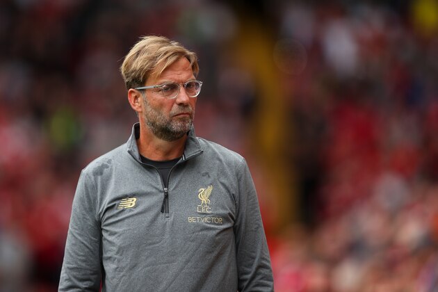 LIVERPOOL, ENGLAND - AUGUST 12: Jurgen Klopp manager / head coach of Liverpool during the Premier League match between Liverpool FC and West Ham United at Anfield on August 12, 2018 in Liverpool, United Kingdom. (Photo by Robbie Jay Barratt - AMA/Getty Images)