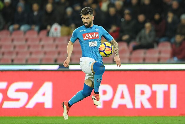 NAPLES, ITALY - MARCH 03:  Elseid Hysaj of SSC Napoli in action during the serie A match between SSC Napoli and AS Roma - Serie A at Stadio San Paolo on March 3, 2018 in Naples, Italy.  (Photo by Francesco Pecoraro/Getty Images)