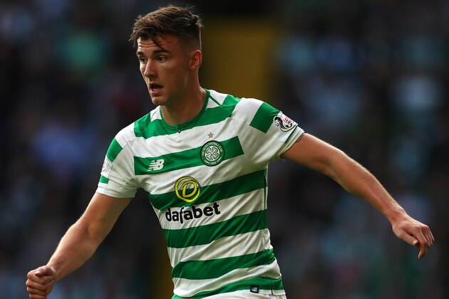 GLASGOW, SCOTLAND - AUGUST 08:  Kieran Tierney of Celtic in action during the UEFA Champions League Qualifiing match between Celtic and AEK Athens at Celtic Park Stadium on August 8, 2018 in Glasgow, Scotland.  (Photo by Naomi Baker/Getty Images)