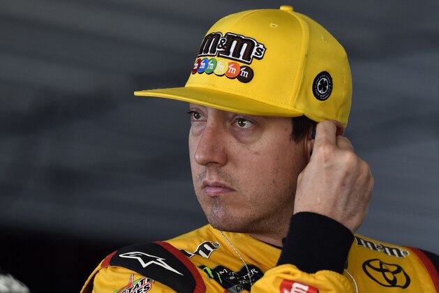 Kyle Busch prepares for a practice session for Sunday's NASCAR Cup Series Pocono 400 auto race, Friday, June 1, 2018, in Long Pond, Pa. (AP Photo/Derik Hamilton)