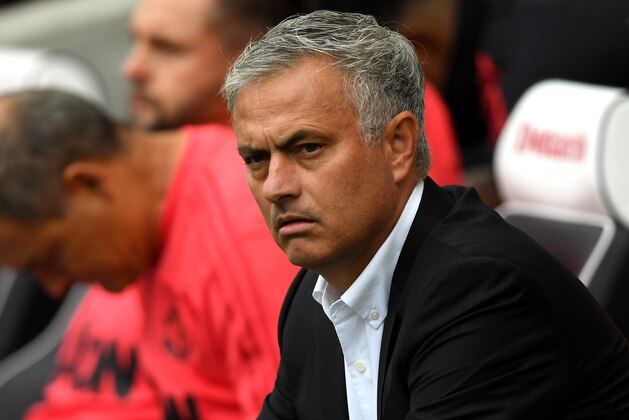 BRIGHTON, ENGLAND - AUGUST 19:  Jose Mourinho, Manager of Manchester United looks on during the Premier League match between Brighton & Hove Albion and Manchester United at American Express Community Stadium on August 19, 2018 in Brighton, United Kingdom.  (Photo by Mike Hewitt/Getty Images)