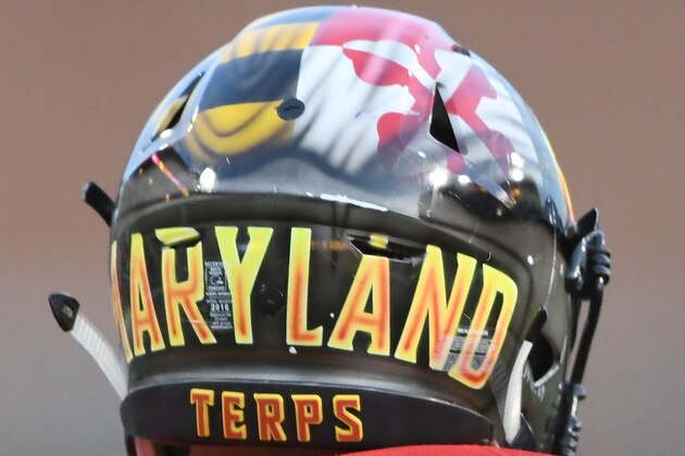 COLLEGE PARK, MD - NOVEMBER 11:  A Maryland Terrapins football helmet during a college football game against the Michigan Wolverines at Capitol One Field on November 11, 2017 in College Park, Maryland.  The Wolverines won 84-75.  (Photo by Mitchell Layton/Getty Images) *** Local Caption ***