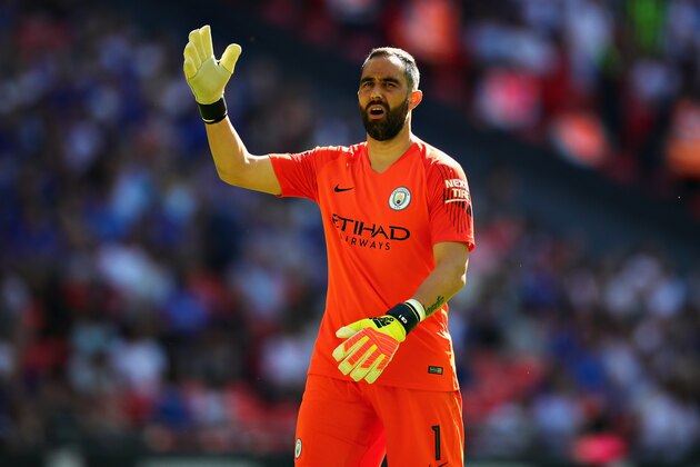 LONDON, ENGLAND - AUGUST 05:  Claudio Bravo of Manchester City reacts during the FA Community Shield match between Manchester City and Chelsea at Wembley Stadium on August 5, 2018 in London, England.  (Photo by Chris Brunskill/Fantasista/Getty Images)